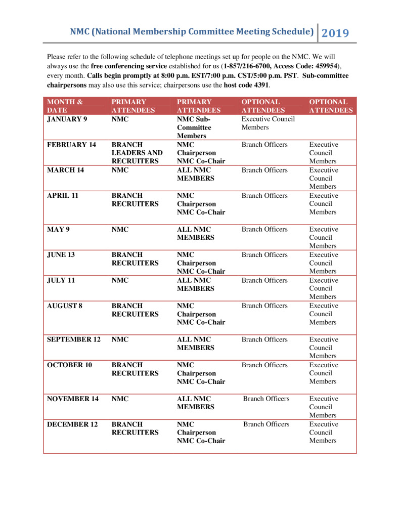 thumbnail of NMC MONTHLY MEETING SCHEDULE 2019