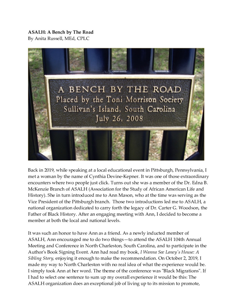 thumbnail of ASALH A Bench by The Road Article Photos2