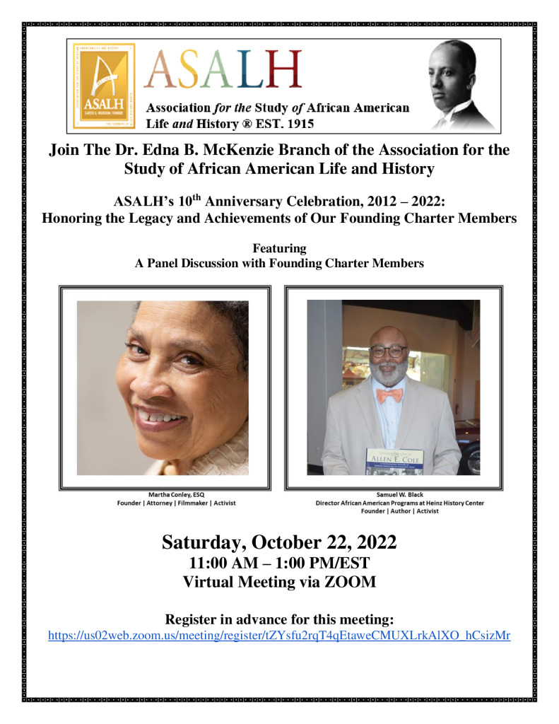 thumbnail of The Dr. Edna B. McKenzie Branch of ASALH Flyer_10.22.2022 Virtual Program