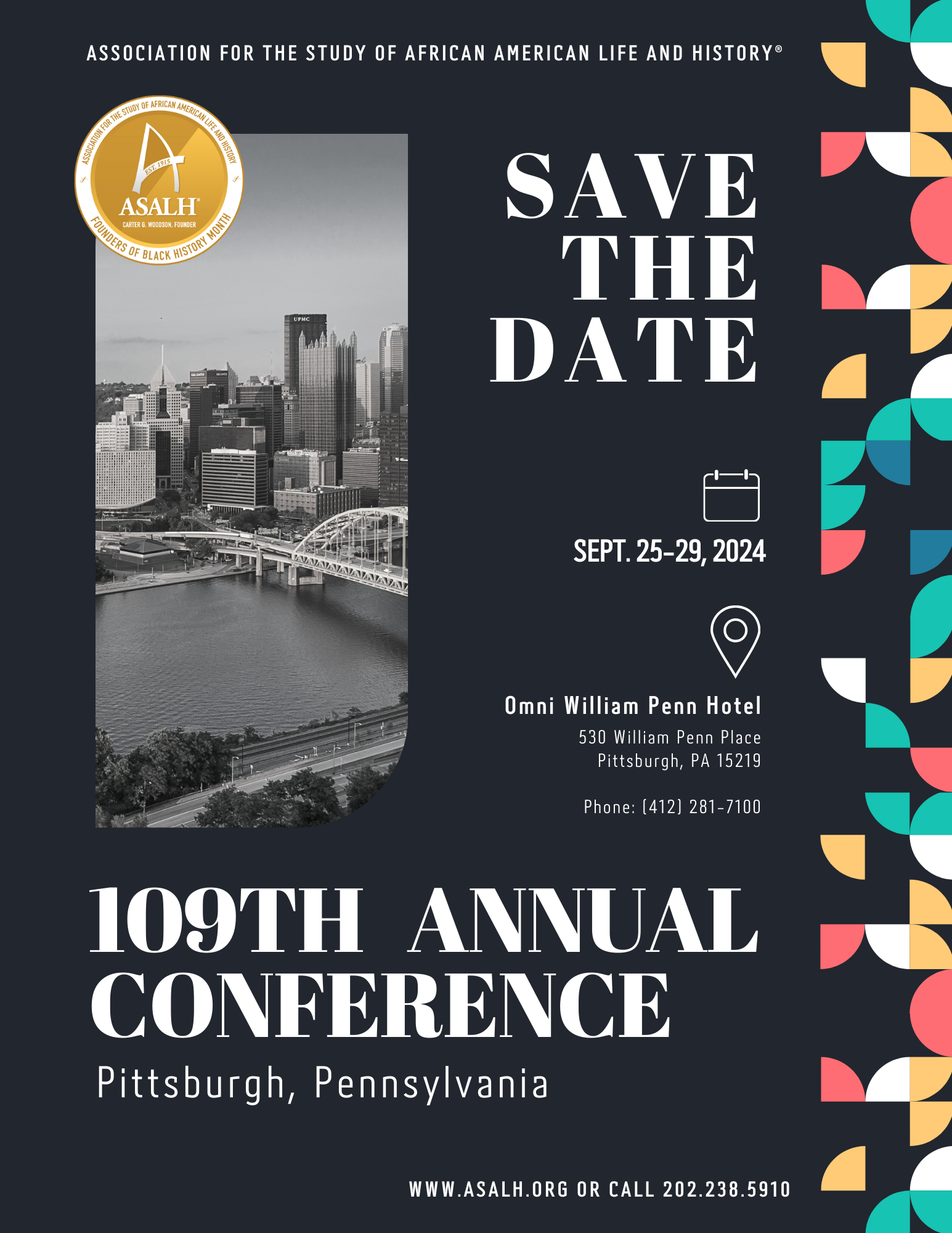 Save the Date! 109th Annual Conference. Pittsburgh, Pennsylvania. Sept. 25-29, 2024.