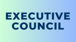 Bold navy blue text reading EXECUTIVE COUNCIL is centered on a light blue and green gradient background.