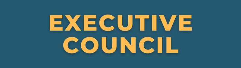 Yellow bold capital letters spelling “EXECUTIVE COUNCIL” on a dark teal background.