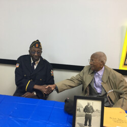 ASALH's McKenzie Branch honored two centenarian veterans of WWII: Mr. Joseph Wilbon (left), and Charles Wiggins (right). Mr. Wiggins is the branch's oldest member at 102 years old.