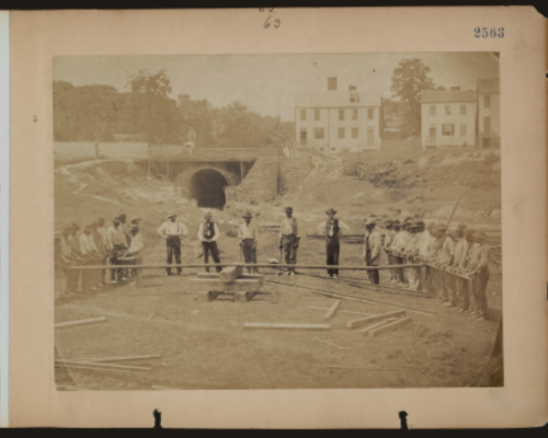 United States Military Railroad (USMRR) workers at the Wilkes Street Tunnel, Alexandria, VA United States Military Railroad (USMRR) workers at the Wilkes Street Tunnel, Alexandria, VA